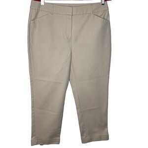 Chicos So Slimming Women’s Beige Cropped Pants Size 16 Cotton Spandex Blend